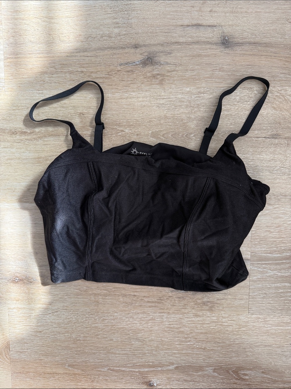 aerie Black Longline Bralette with Adjustable Straps